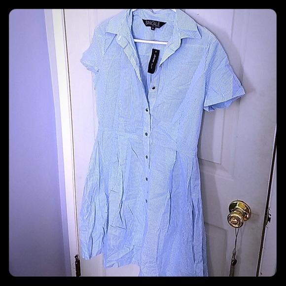 Blue & White Striped Day Dress - Picture 1 of 3